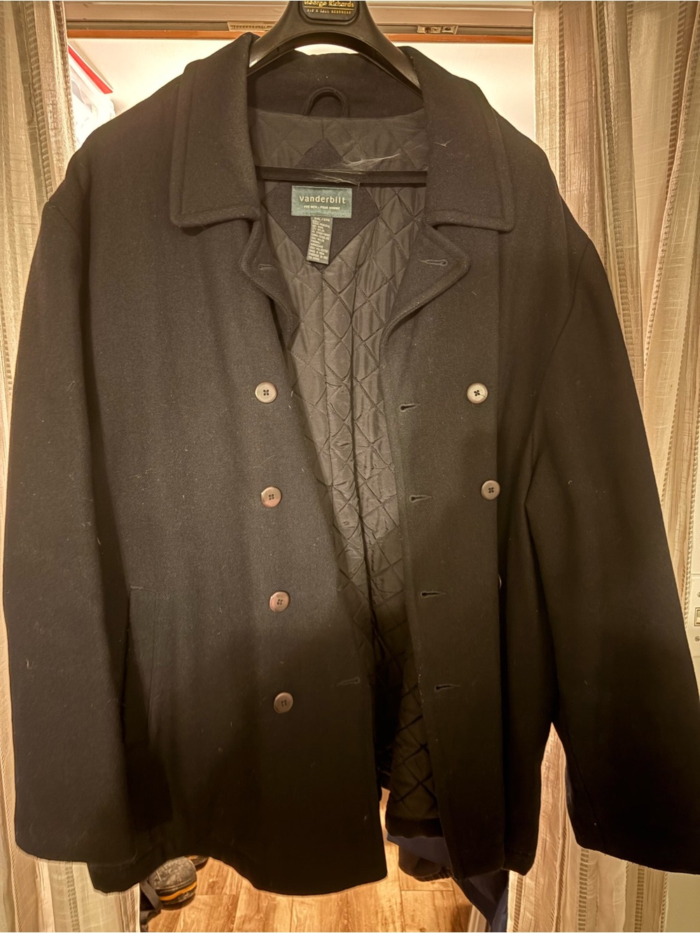 Men's Black Double-Breasted Wool Coat